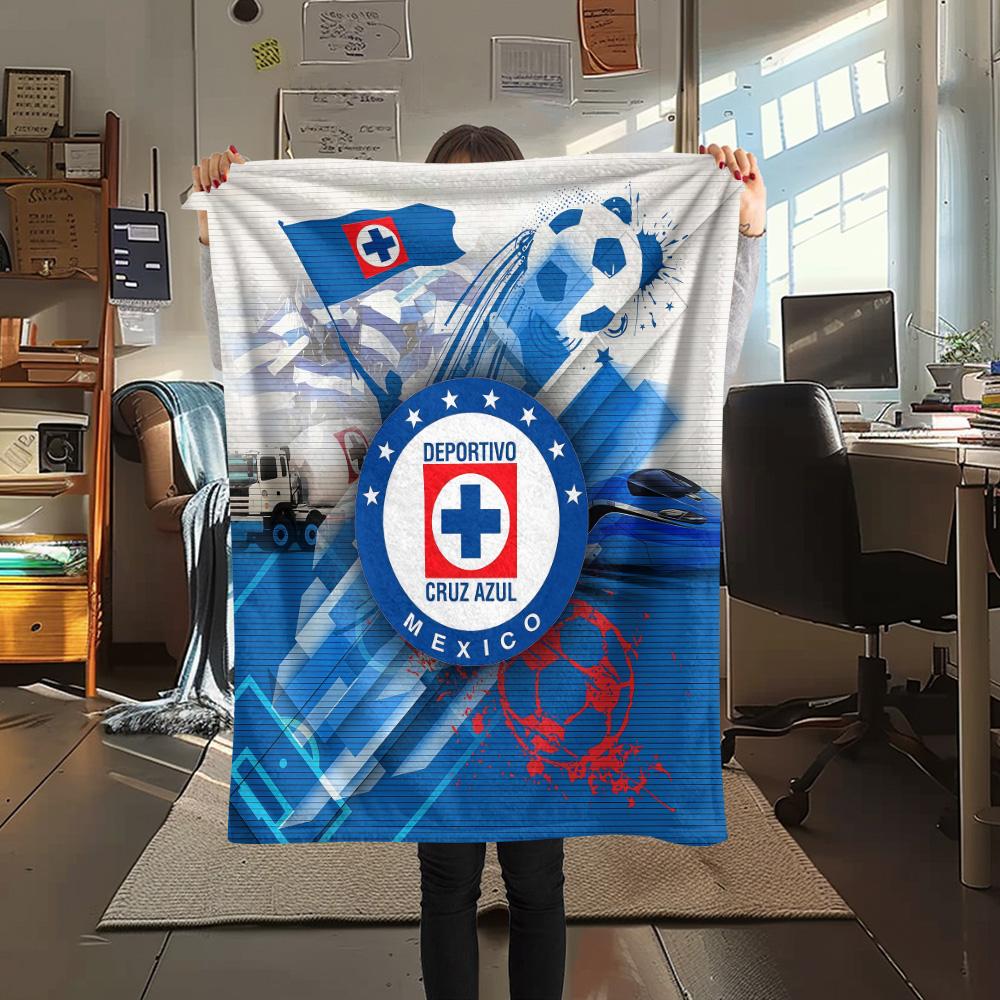 Cruz Azul Flannel Blanket, High quality Comfortable for All Seasons, Home Decor, Warmth and Comfort