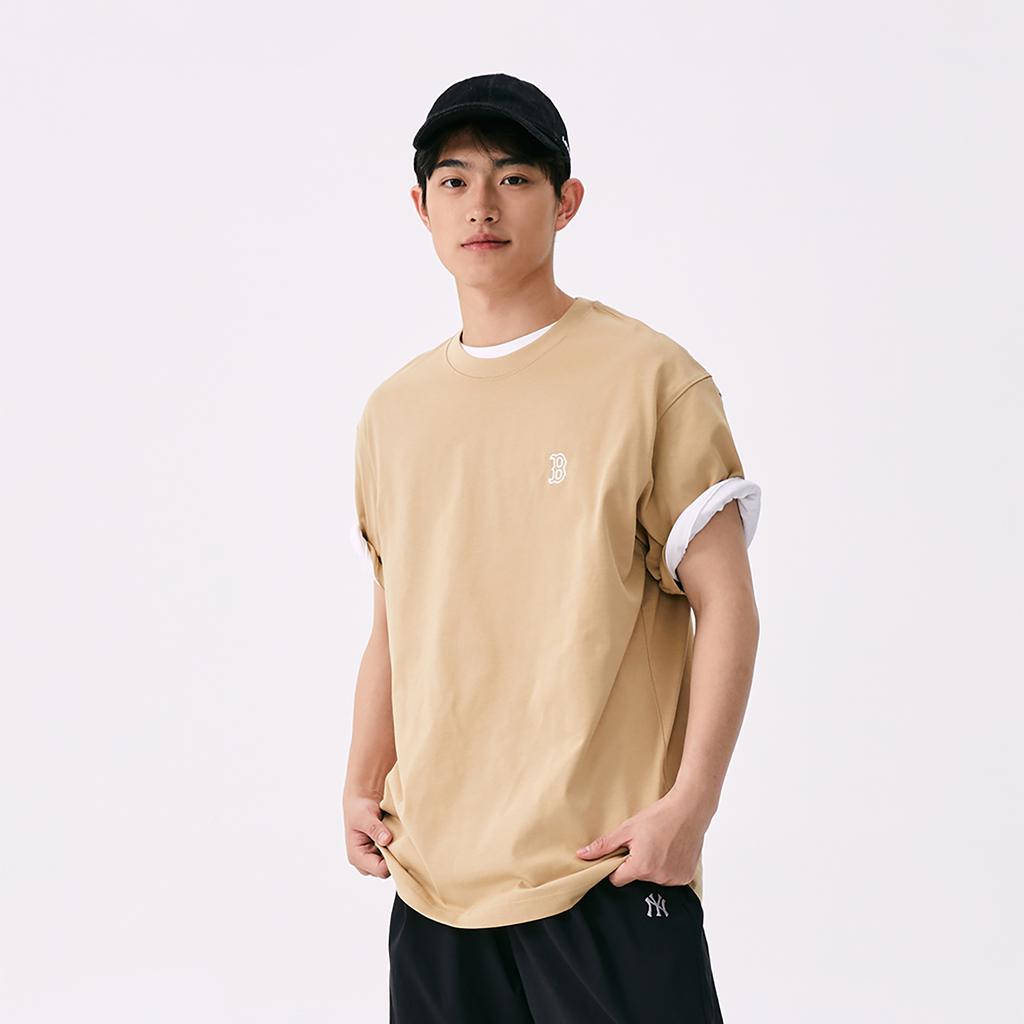 New MLB Boston Red Sox Basic Collection SS25 T Shirt Unisex Light Beige Yellow 3ATSB0253-43BGL
