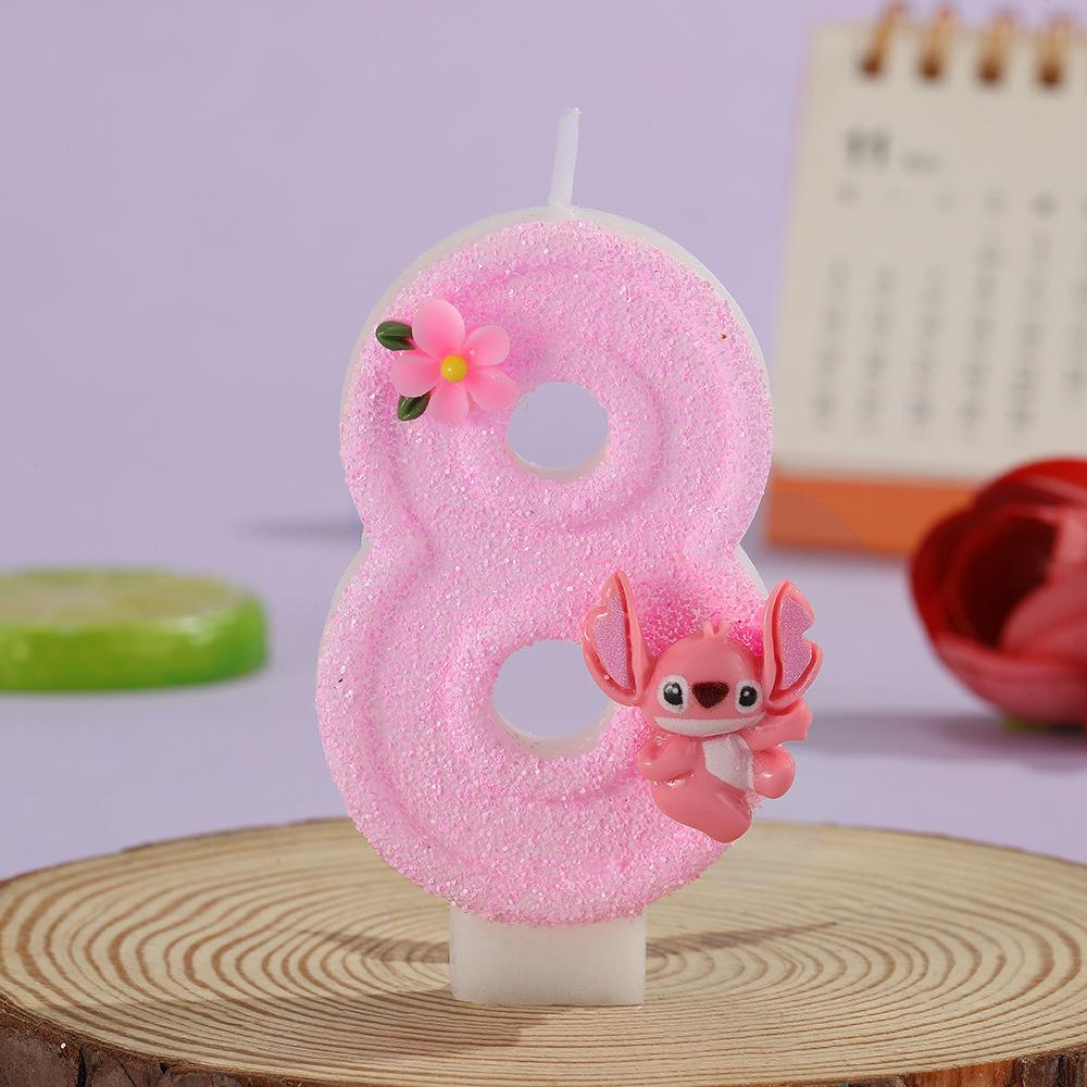 Cartoon Flower Number Candles - Pink Birthday Cake Decorations