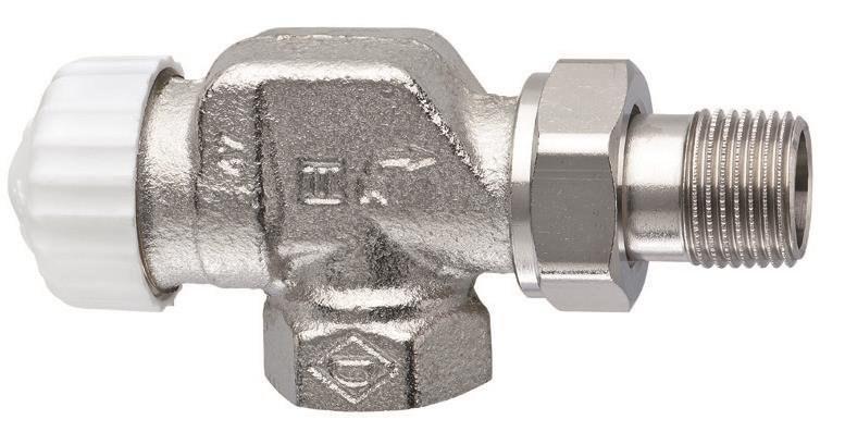 Thermostatic valve V-exakt II DN15 nickel-plated, white cap, axial, with settings