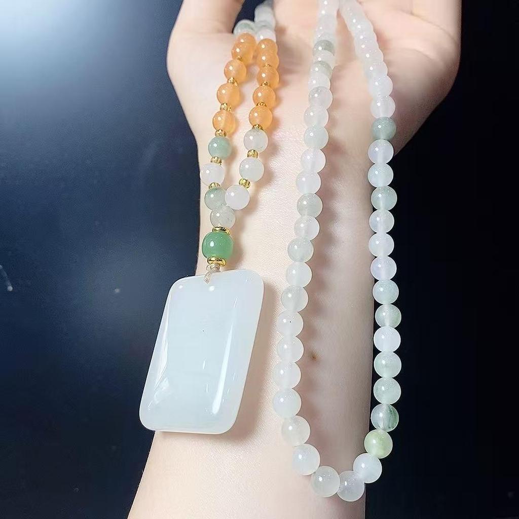 Tianshan Green Wushi Pai Pendant Necklace - Light Luxury Celebrity Style Bestseller