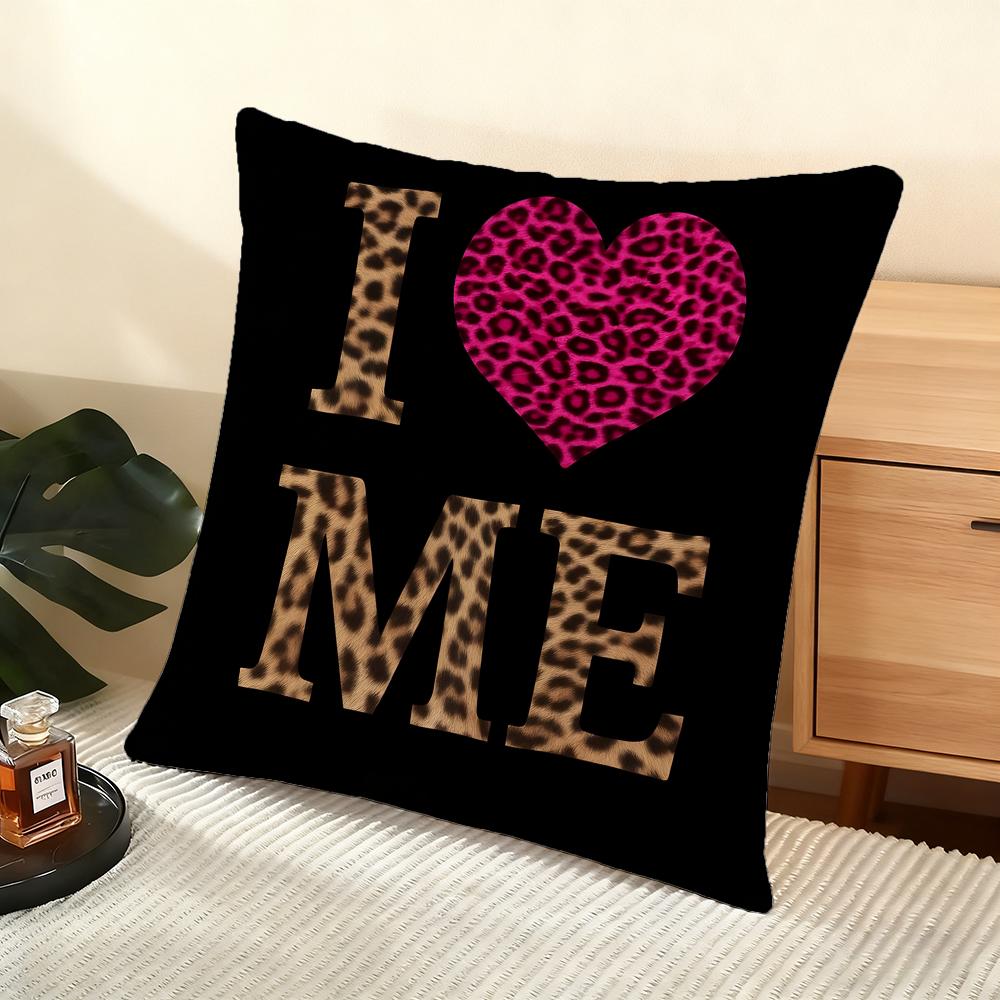 Leopard Kjærlighet Putevar Mykt Kort Plysj Putevar Glatt Koselig Tekstur Estetisk Puteveske Hjemmeinnredning