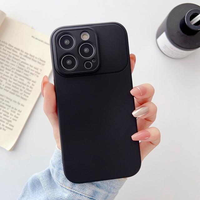 Camera Larger Window Display Phone Case For Iphone 14 12 13 Pro Max 11 14 Plus Silky Silicone Hit Color Microfiber Lining Cover
