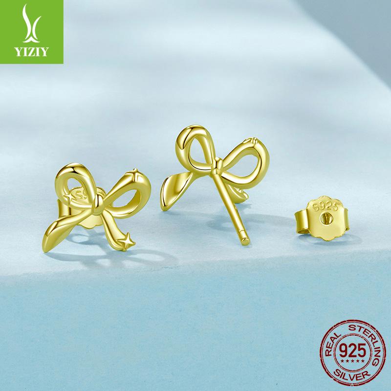 S925 Silber Ohrstecker mit vielseitigen Ohrlöchern, kleine Mini Sternenlicht Schleifen Ohrringe