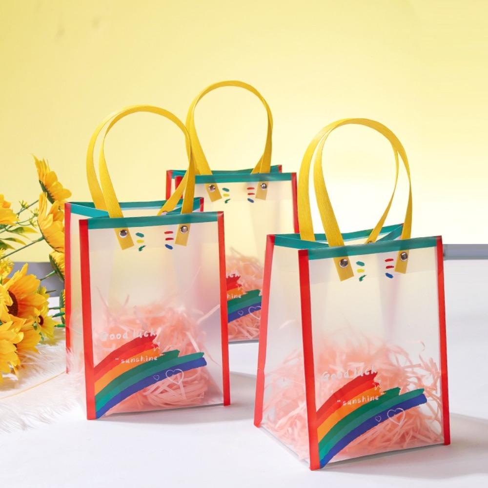 New Rainbow Gift Packaging Bag Waterproof Large Capacity Handbag PVC Swimming Storage Bag Party