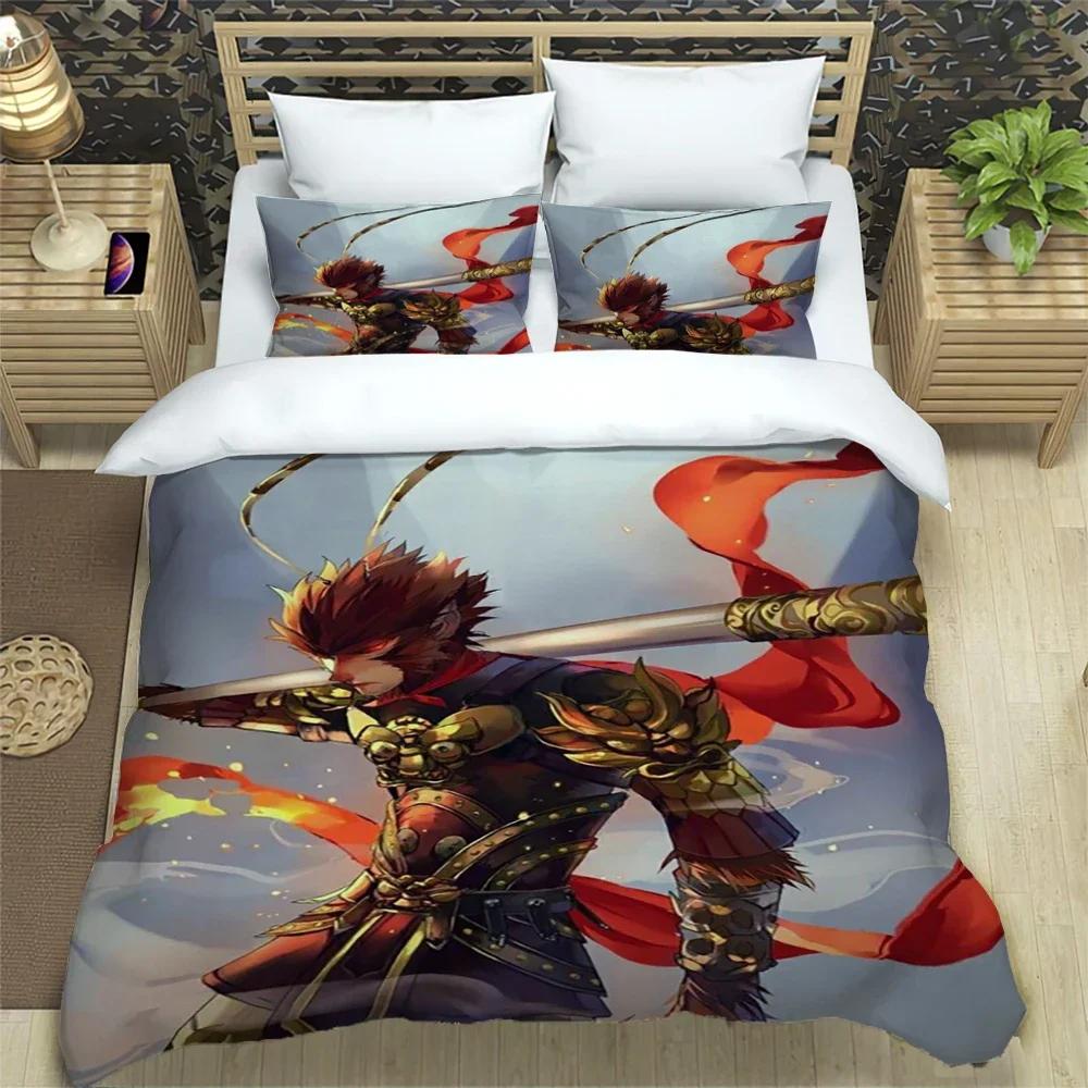 Sun WuKong Monkey King Print Three Piece Bedding Set Fashion Article Children or Adults for Beds Quilt Covers Pillowcases Gift