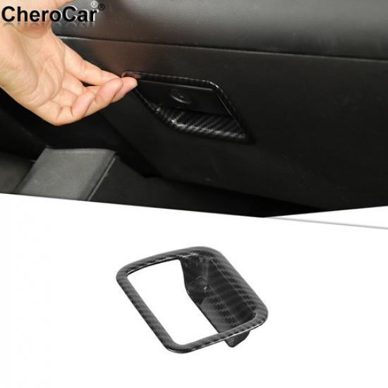 For 10+ Chevrolet Camaro Co-pilot Storage Box Handle Trim Cover Carbon Fiber ABS