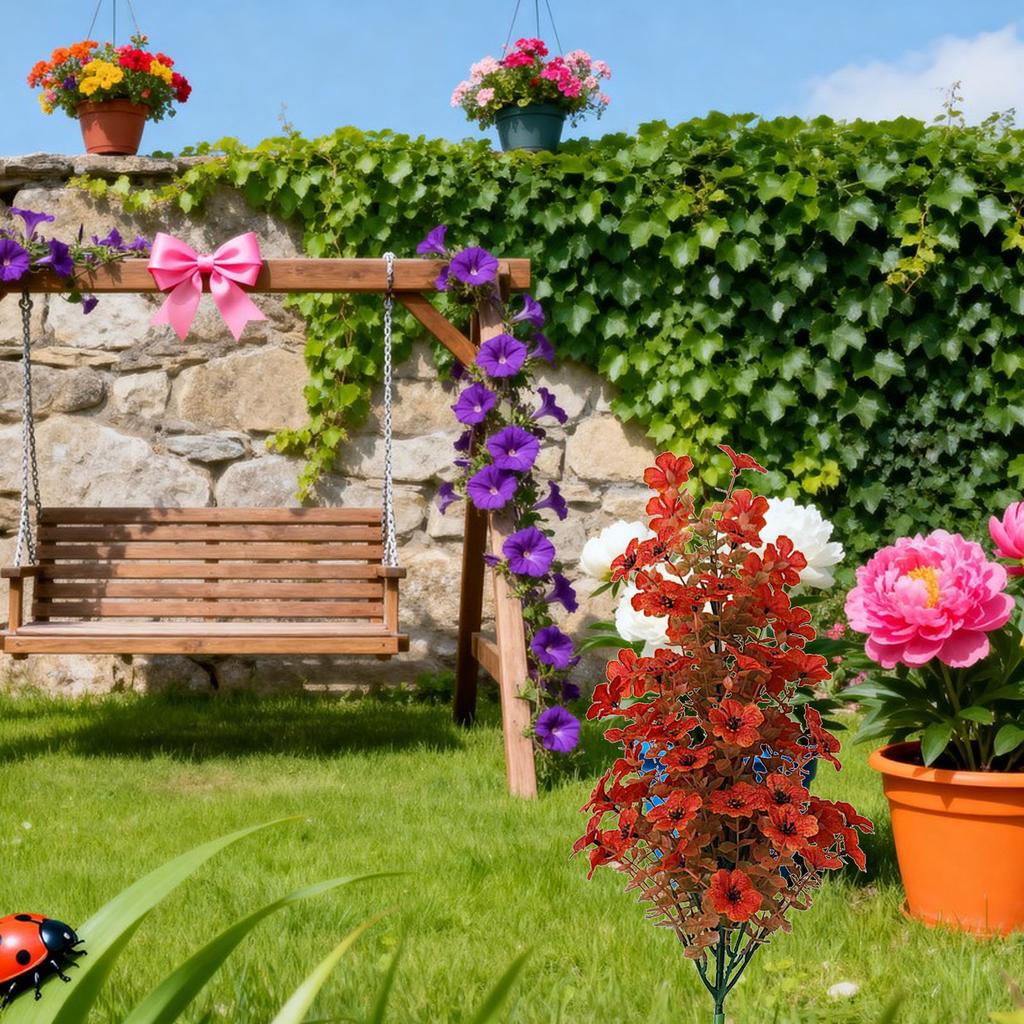 Artificial Flower Ground Spike Vibrant Color Faux Artificial Violet Eucalyptus Ground Spike for Outdoor