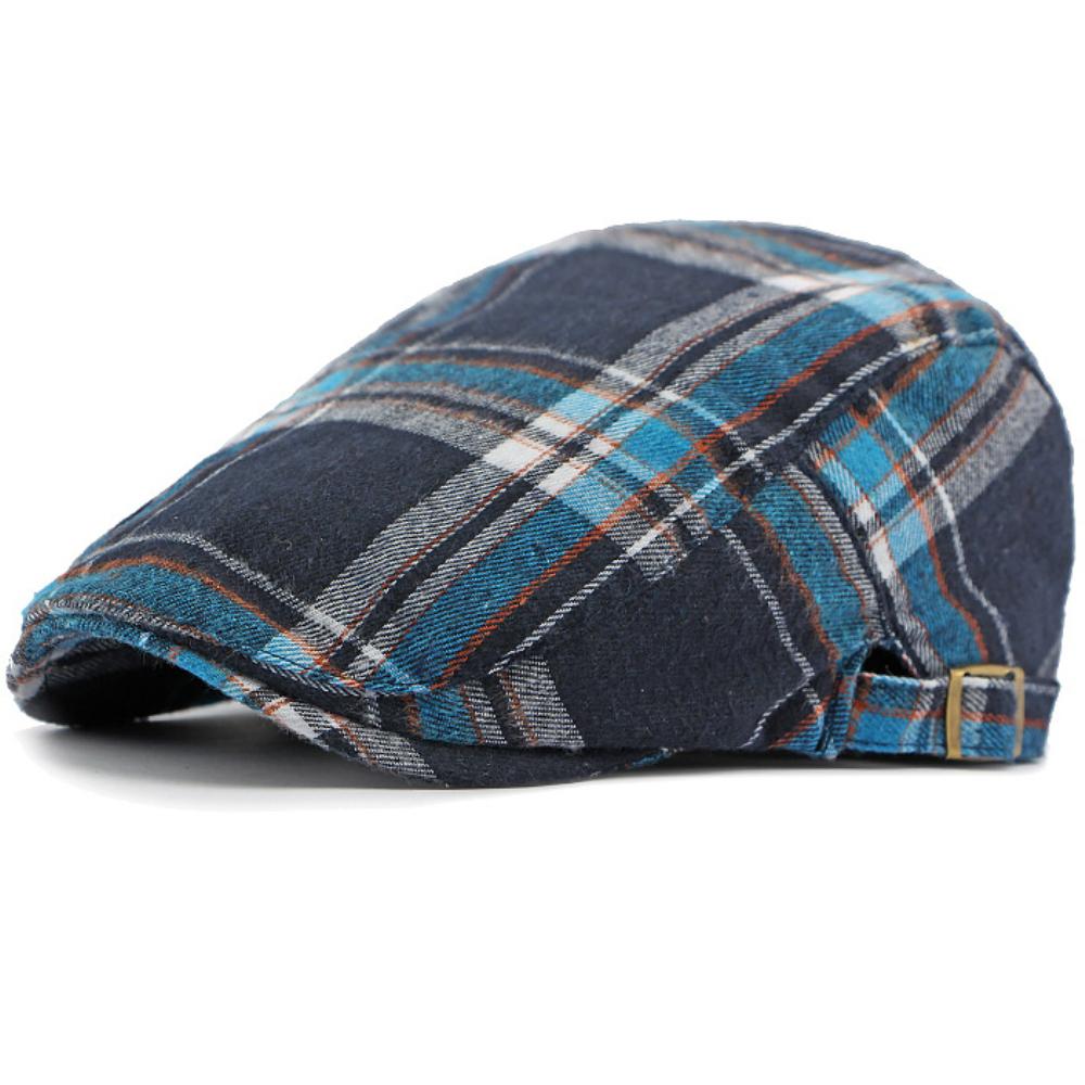 HT4697 Berets Spring Autumn Men Women Caps Vintage Artist Painter Plaid Beret Hat Male Female Ivy Flat Cap Adjustable Beret Caps