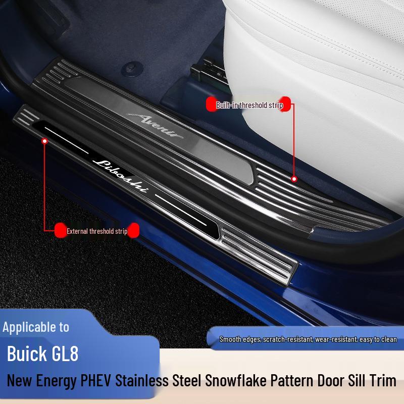 24 Buick GL8 PHEV Stainless Steel Door Sill Scuff Plates Interior Upgrade