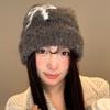 Bow Plush Knitted Hat Women's Japanese Versatile Face Small Wool Hat Big Head Circumference Warm Bag Head Hat
