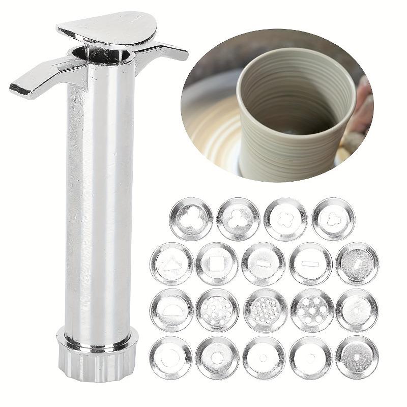 Ceramic Clay Extruder with 19 Different Shapes Discs Thickened Pottery Clay Stick Extruder Safe Hand Tool for Pottery Making