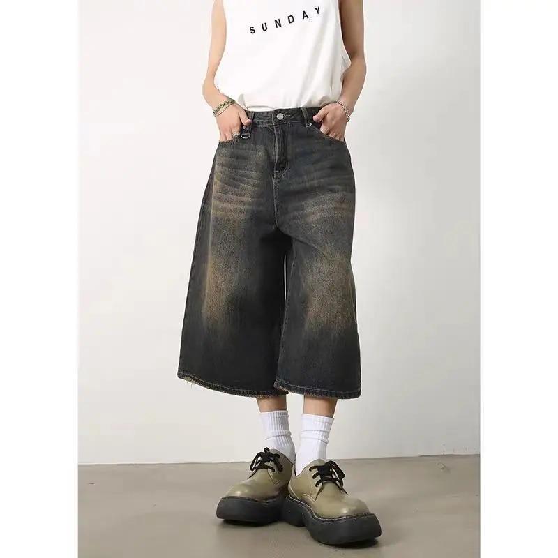 Vintage Loose Jorts Jeans Y2k Streetwear Oversized Shorts Denim Pants Korean Fashion Baggy Grunge Trouser Summer Neutral