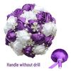 European & American Elegant Ribbon Flower Bridal Bouquet – Beaded Five-Flower Design