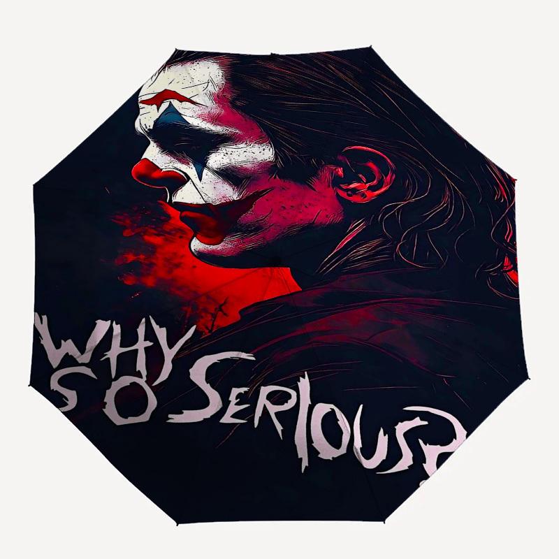 

1pc Joker Why So Serious Automatic Open Close Umbrella with 8-Rib Windproof Canopy Compact Portable Travel Umbrella10300