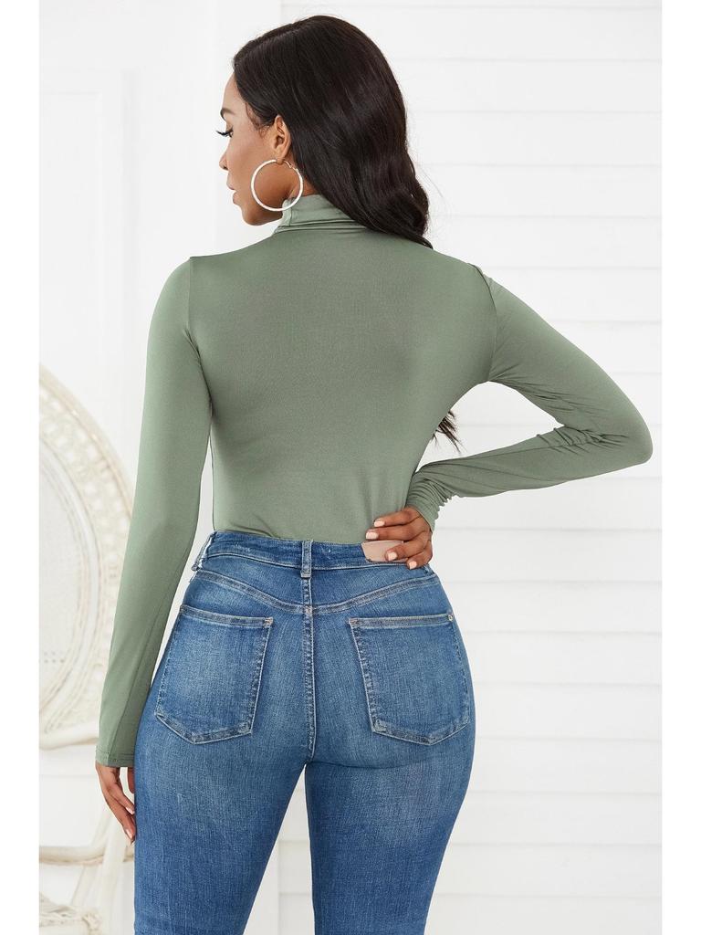Women's Sexy Slim-Fit High Neck Bodysuit - 13 Colors, Long Sleeve, Solid Color, Winter Jumpsuit