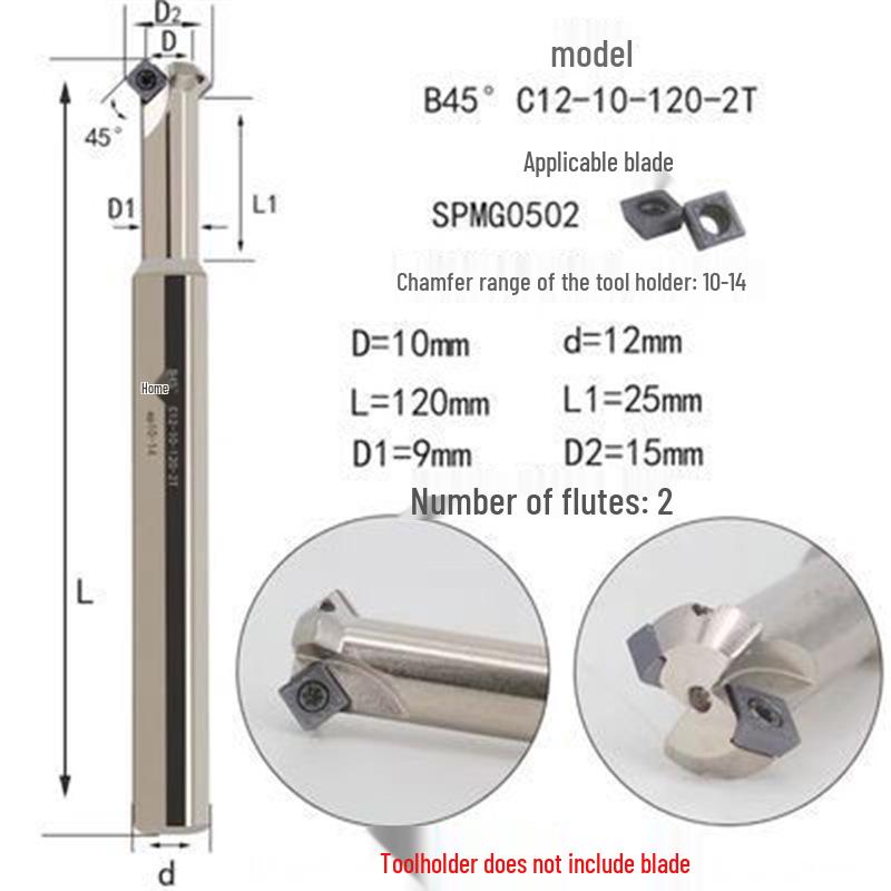 45° CNC Insertable Inner/Outer Chamfer Tool with Up/Down Back-Reaming Holder
