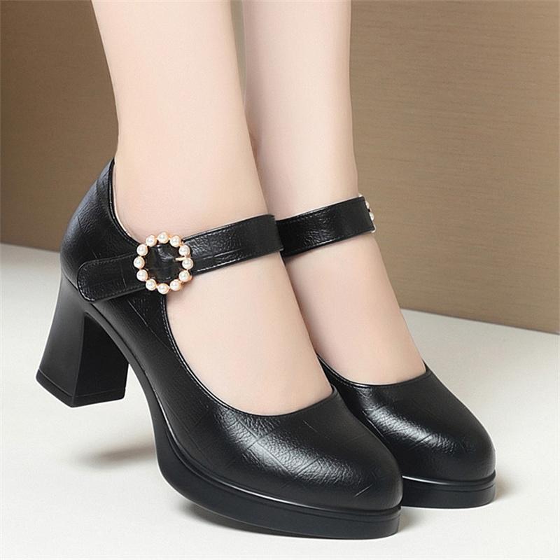 

CINESSD Туфли для офиса на высоком каблуке Элегантные женские туфли на среднем каблуке для работы Профессиональные женские туфли-лодочки 35(Foot 22.5cm) чёрный