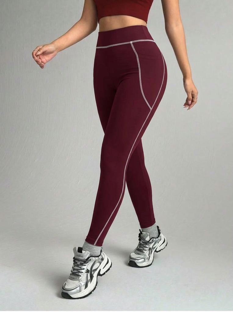 Naked yoga pants for women, high waist, hip lift, contrasting sports fitness pants, fashionable quick-drying tight trousers for women