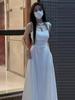 Large Size Women's Clothing Spring New Annual Meeting Banquet Party Dress Elegant Glossy Temperament Suspender Dress