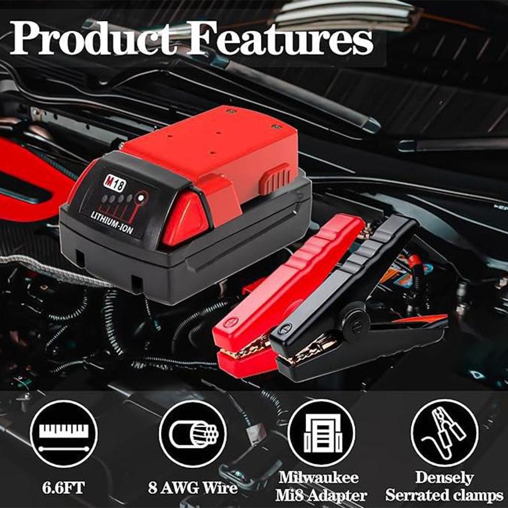 Jumper Cable Clamps for Milwaukee M18, Dewalt 20V Batteries Portable Battery Jumper Starter Automotive Booster Cables Power