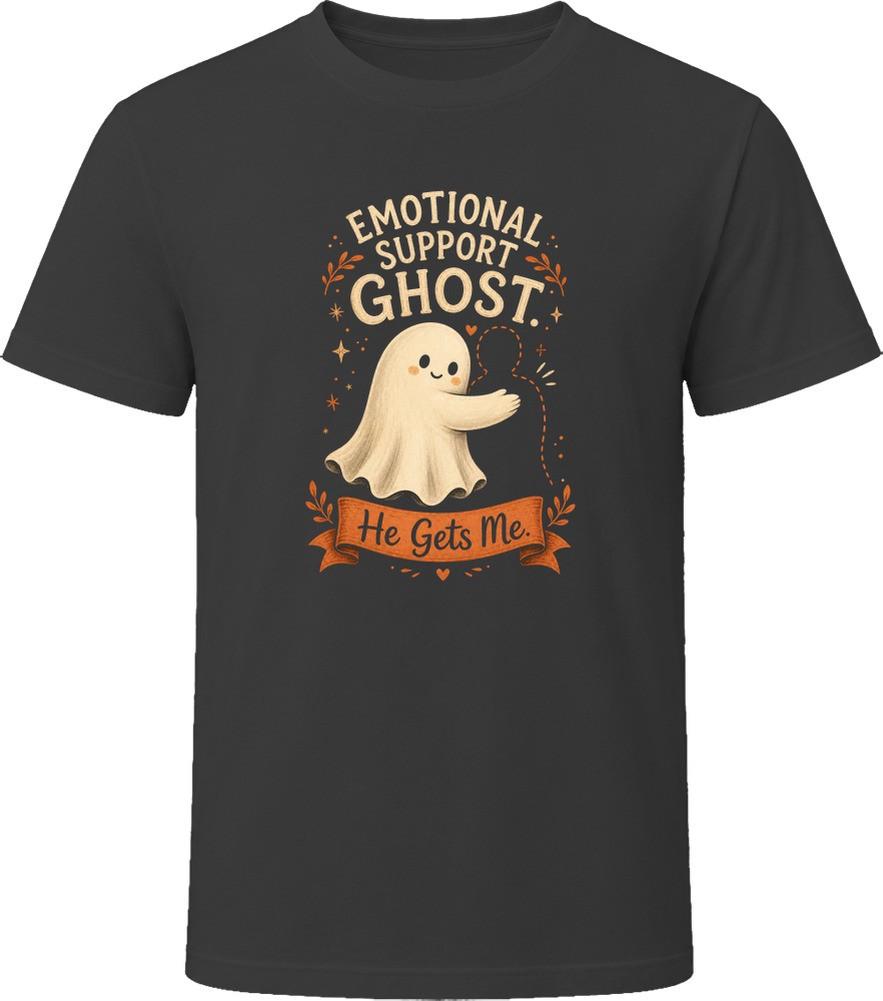 Emotional Support Ghost He Gets Me Halloween T Shirt