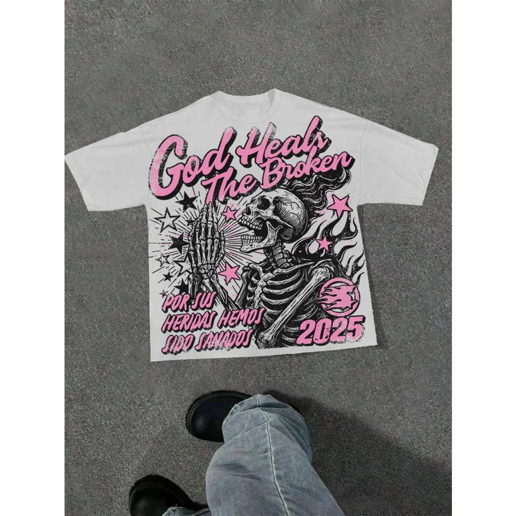 T-shirt Grafiche con Lettere Harajuku Top Y2k Uomo Donna High Street T-shirt Oversize Pro Choice Streetwear Maglietta Vintage Abbigliamento