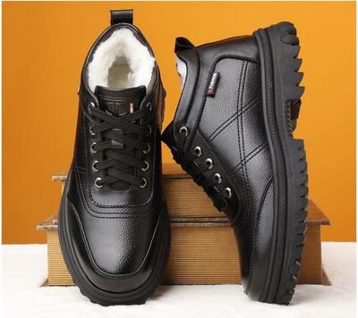 Stivali Invernali da Esterno Caldi e Confortevoli da Uomo Nudi Stivali da Neve in Pelle con Lacci a Collo Alto Scarpe Casual da Uomo in Cotone con Fondo Morbido
