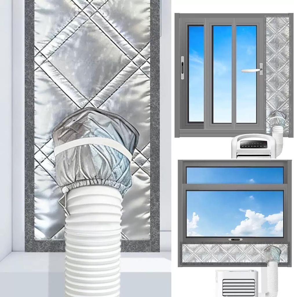 Silver Coated Sliding Window Vent Cloth For Air Conditioner Exhaust Hose Insulation Padded Portable AC Window Seal Kit