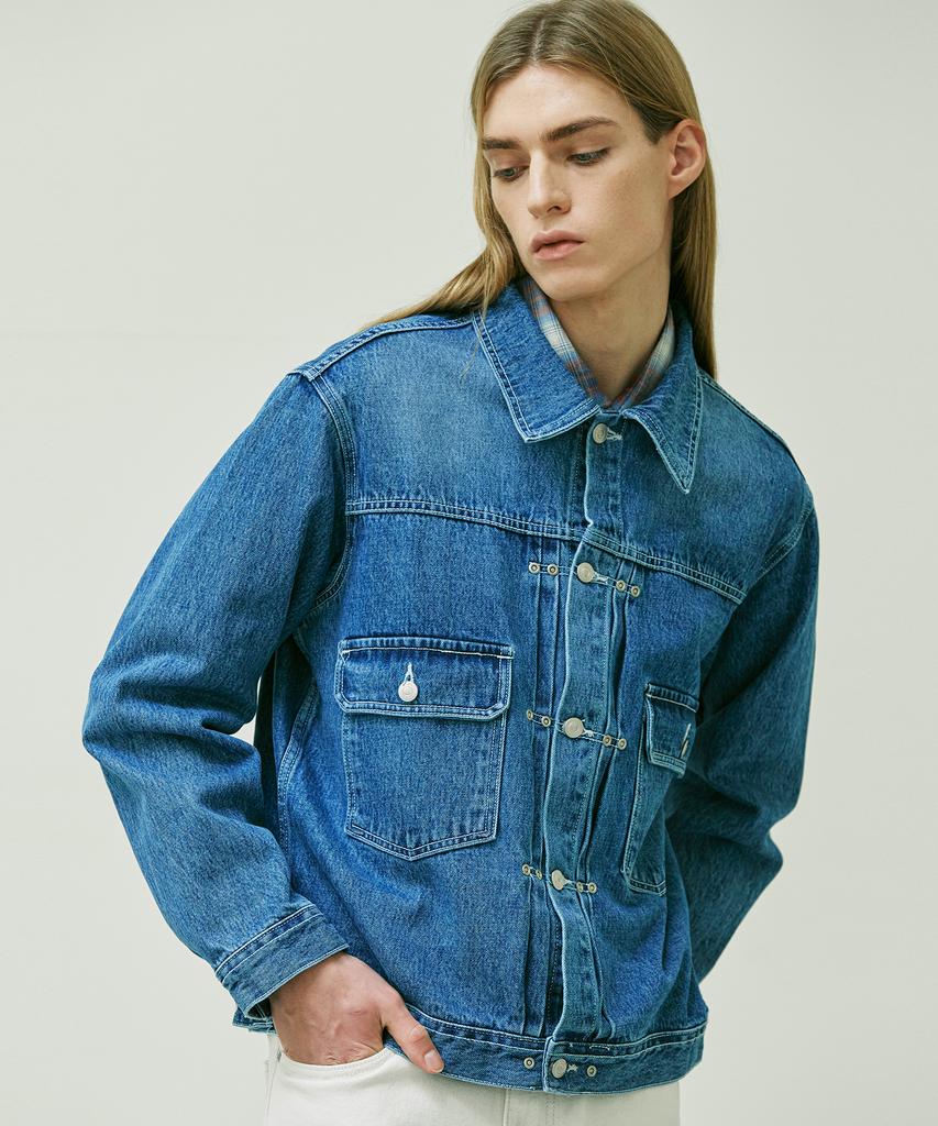 Knd Rivet 2Nd Type Washed Denim Trucker Jacket Blue