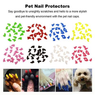 20Pcs Pet Nail Caps with Adhesive Fashionable Pet Claw Covers Cat Nail Tip Claw Protector Pet Accessory for Dogs Cats