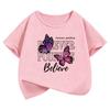 Graphic Butterfly Design T-Shirt Printed T Shirt Girls' Summer Clothes Short Sleeve Tops T-Shirts Cute Girls Clothing Kids