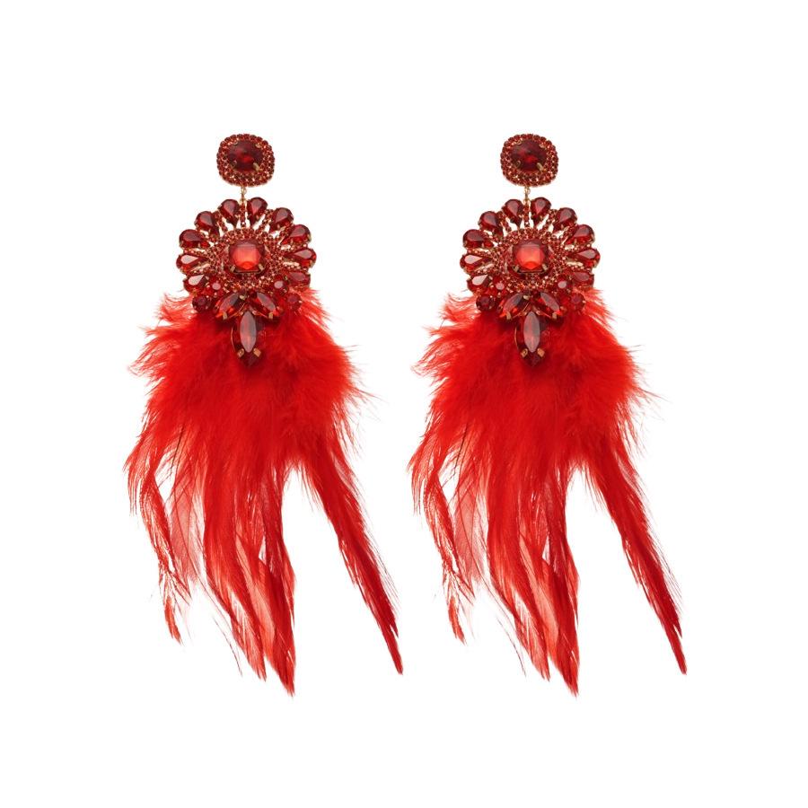 Luxuriöse Rote Blume Quastenohrringe: Stilvolle, Hochwertige Statement-Ohrstecker für Damen