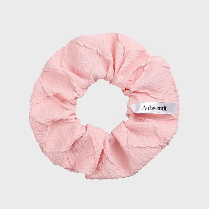 U Line Aube nuit Uneven Wrinkle Hair Scrunchie Baby Pink