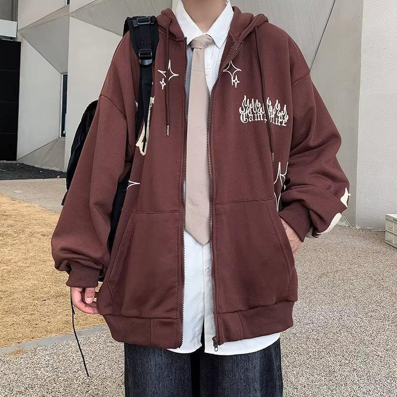 Spring and Autumn Design Cardigan Hooded Sweatshirt for Men Ins Hong Kong Style Niche Design Versatile Jacket and Clothes