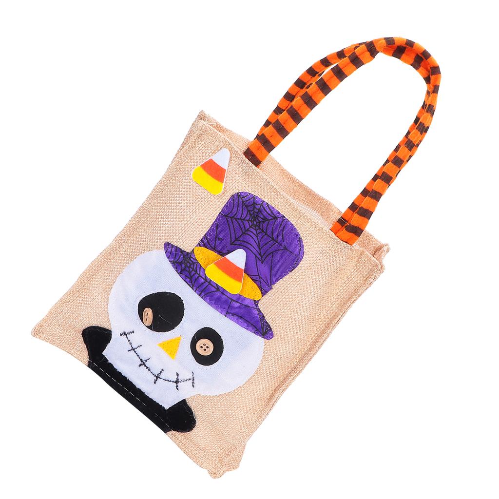 Halloween Tote Bag Gunny Cloth with Handle 4 Patterns Thanksgiving Bags for Trick Treat