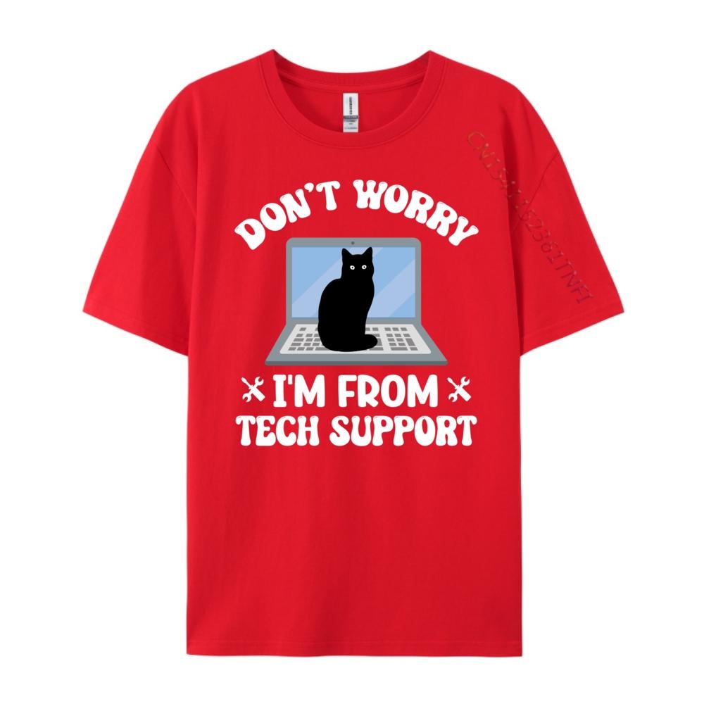 Tech Support Cat Helpdesk Computer Cats Red And Black Graphic T Shirt Clothes Plus Size S