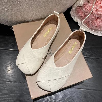 Damen Slipper Leder Loafer Damen Casual Runde Zehenpartie Niedliche Ballerinas Krankenschuhe Sneaker Frühling Herbst Ballerinas
