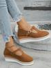 2025 New Women's Large Size Wedge Heels with Spring/Autumn Scarf Buckle & Hemp Sole – European/American Roman Style