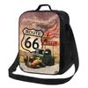 Motorcycle Ride Route 66 Insulated Lunch Bags for US Numbered Highways Resuable Thermal Cooler Food Lunch Box Work School Travel