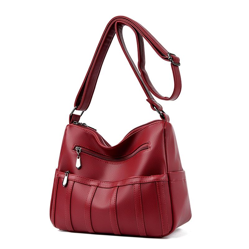 

Middle Aged and Elderly Women s Handbag Shoulder Bag Retro Soft Leather Mother Bag Lightweight Crossbody Bag 28 × 12 × 22 cm червоний