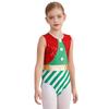 Kinder Mädchen Weihnachtskostüm Cosplay Tanz-Turnanzug Ärmelloser Jumpsuit Pailletten Streifen Gymnastik-Einteiler Body Weihnachtsmann Verkleidung