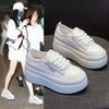 Modelo de espiga de trigo, zapatitos blancos, zapatos de mujer de un solo color, en la primavera de 2025, la nueva suela gruesa aumentará 8 cm, casual y versátil