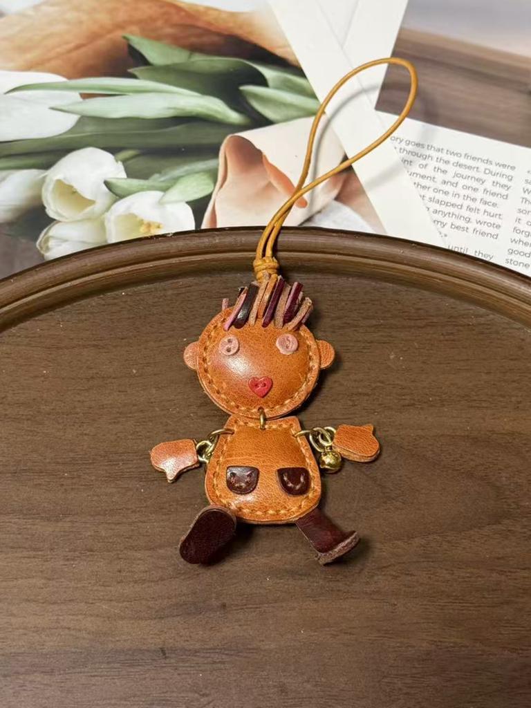 Cow Leather Rocking Boy Bag Charm Car Hanging Decoration Funny Bag Pet Rock Luggage Accessory Personalized Bag Pendant