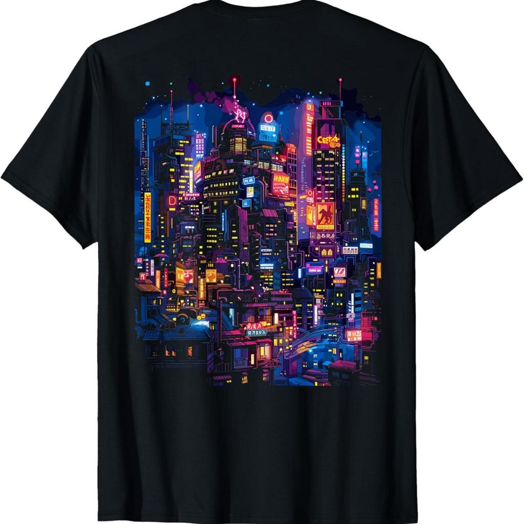 T-shirt Cyberpunk con Stampa sul Retro(6)