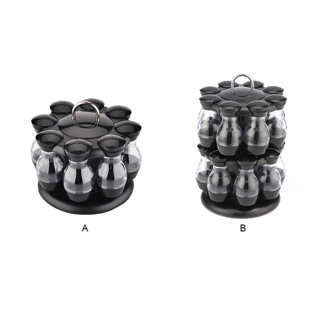 Spice Tins Stand with 8/16 Bottles Stainless Sturdy Cooking Supplies 360-Rotating Seasoning Can Holder Condiment Set Restaurant