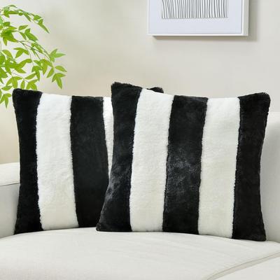 Fronha Pelo de Coelho Estilo Ins Liso Listrado Vertical Almofada Grande Nórdico Retangular Capa de Almofada