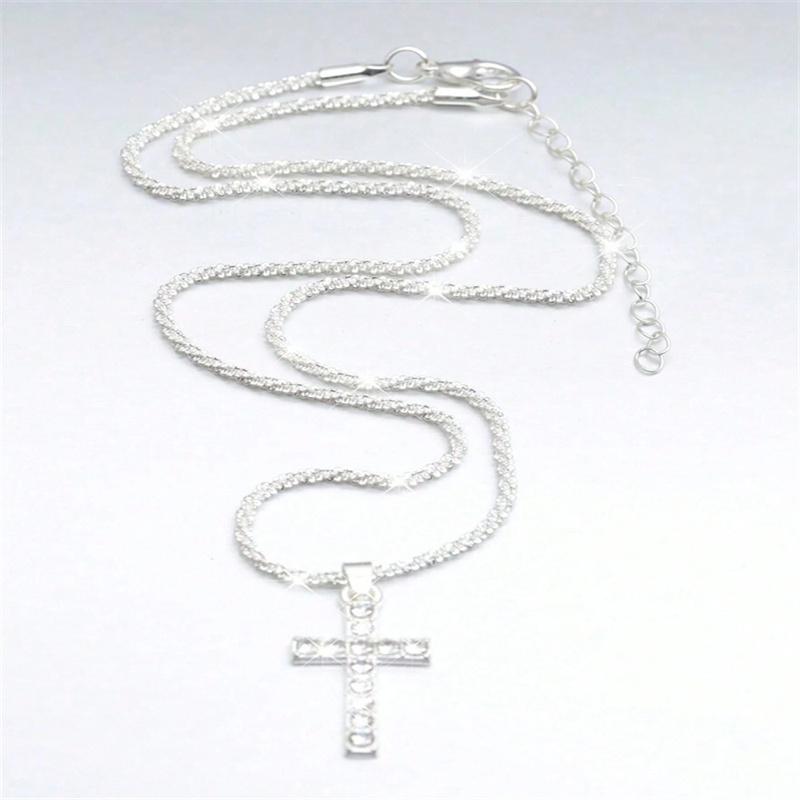 Elegant Crystal Cross Pendant Necklace For Women  Color Star Ladies Necklace Fashion Party Jewelry Women Gift Wholesale