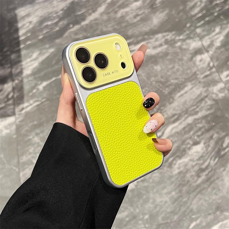 Retro Lychee Texture Drop-Proof Case for Apple 16 Pro Max, Fits 14/15 Pro