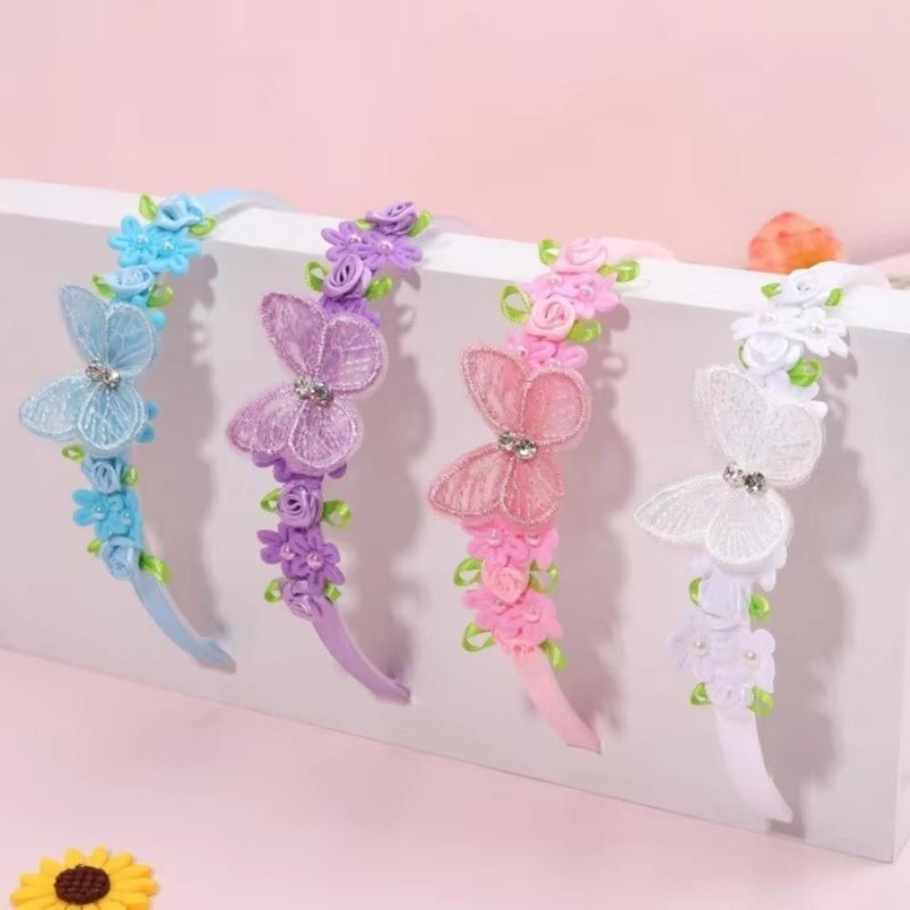 Handmade Children Girls Headband Flower Butterfly Kids Hair Head Hoop Bands Headdress Accessories